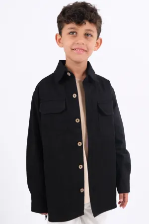Chemise longue noire à manches longues