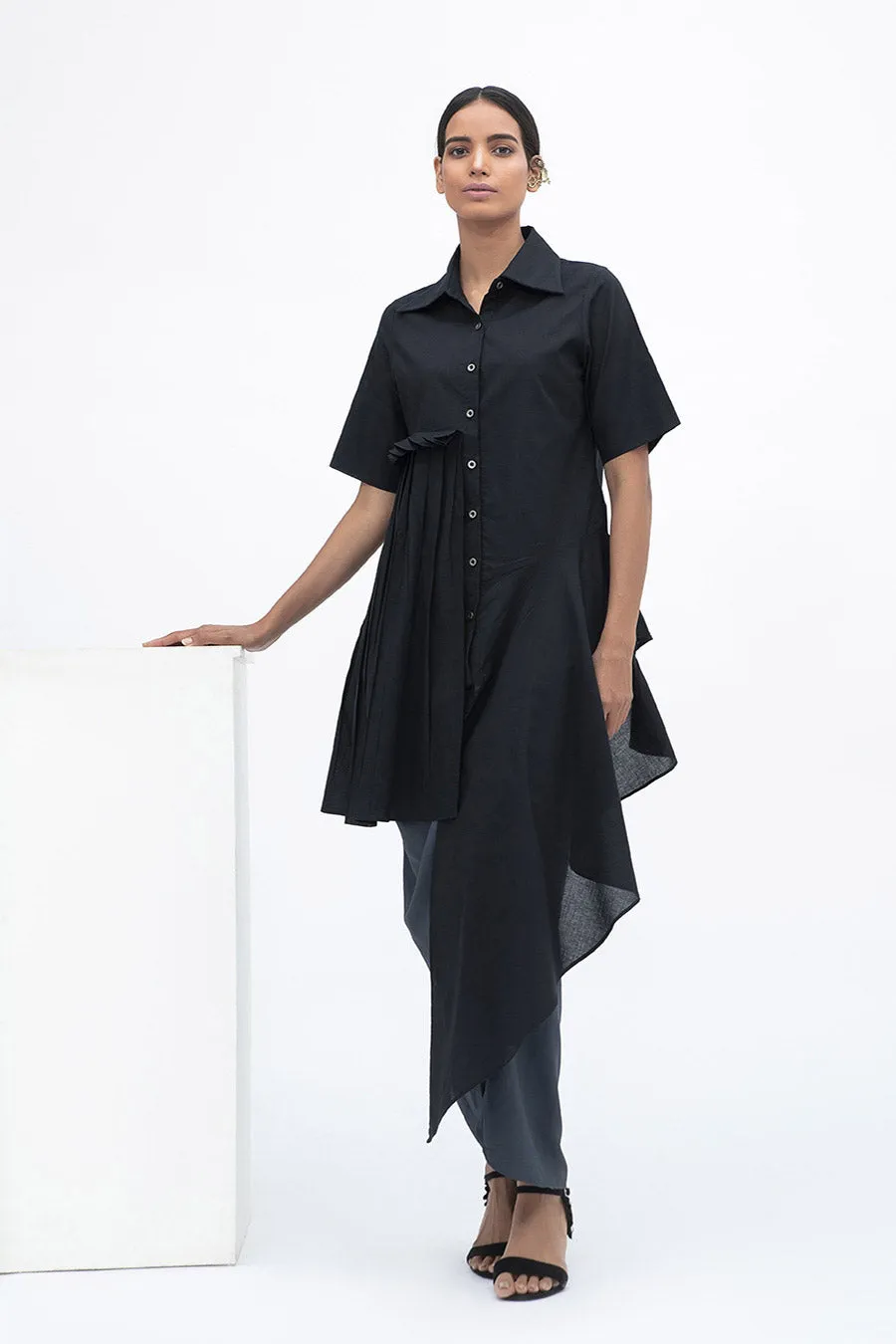 Tunique Chemise à Draperie Côté Noir