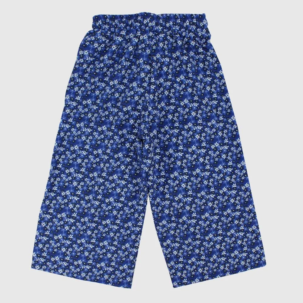 Pantalon Confortable à Fleurs Bleues