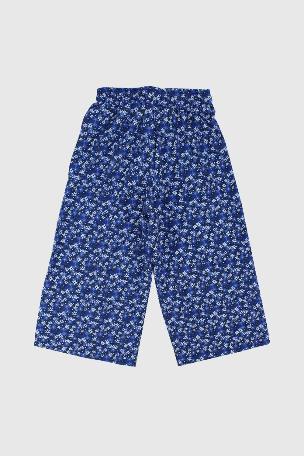 Pantalon Confortable à Fleurs Bleues