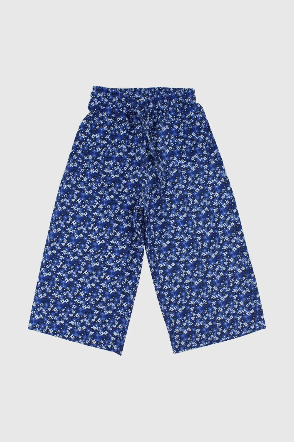 Pantalon Confortable à Fleurs Bleues