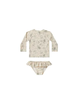 Ensemble de rash guard floral bleu