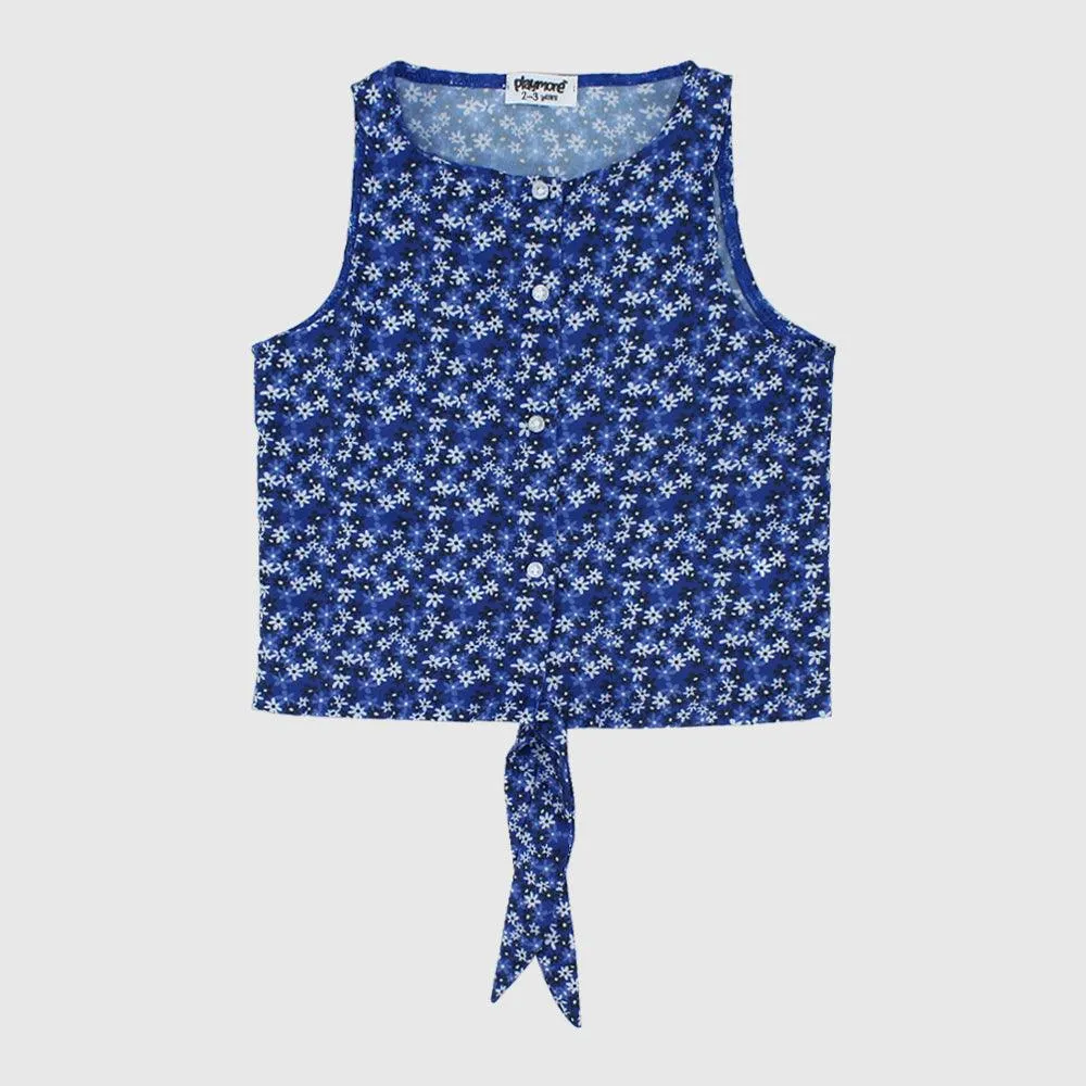 Blouse sans manches à motifs floraux bleus