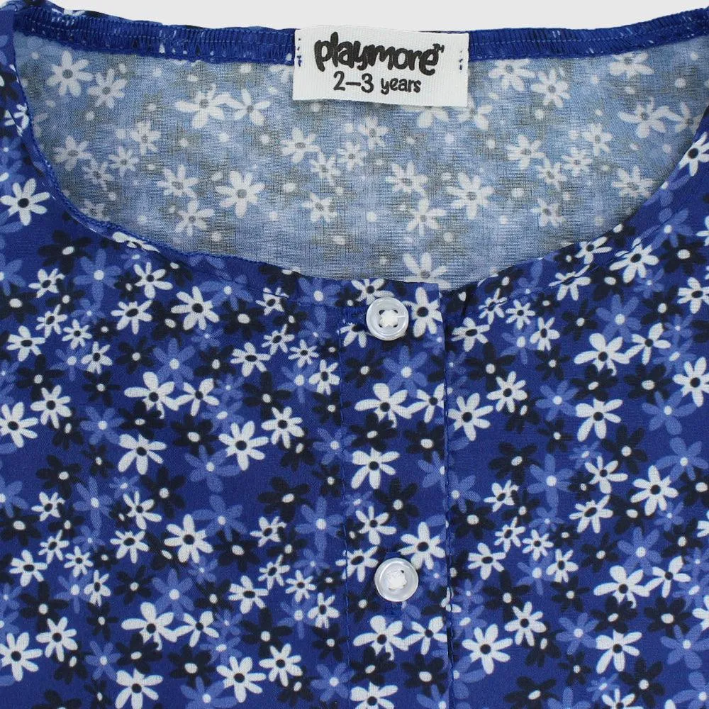 Blouse sans manches à motifs floraux bleus