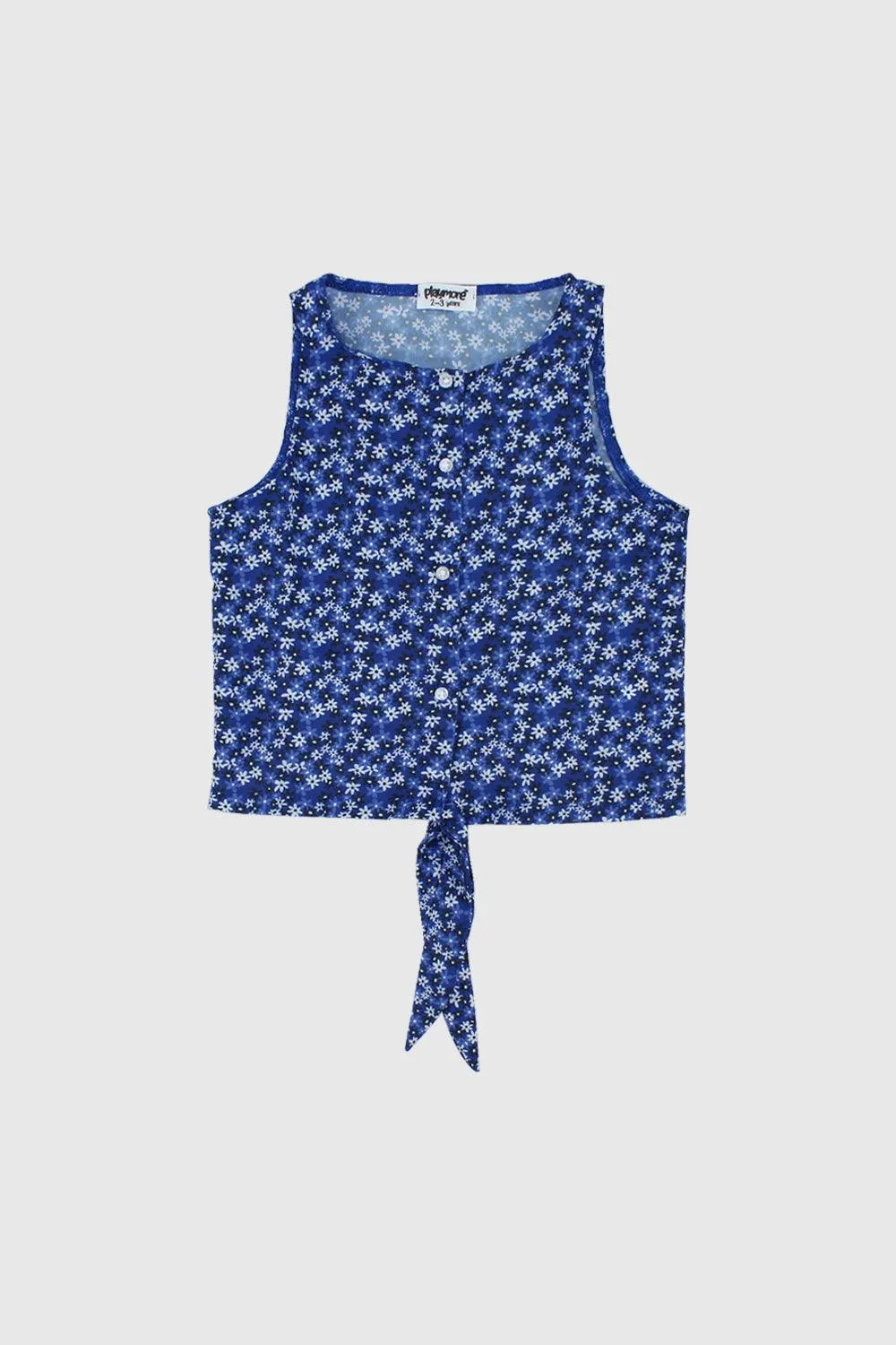 Blouse sans manches à motifs floraux bleus