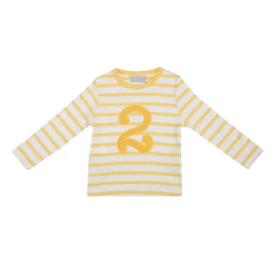 Bob & Blossom : T-shirt numéroté à rayures jaune bouton d'or et blanc