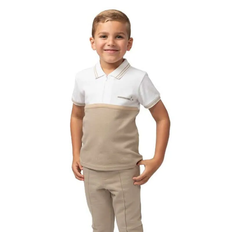Ensemble Polo Zip Beige pour Garçons