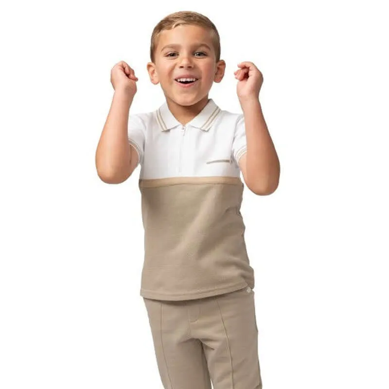 Ensemble Polo Zip Beige pour Garçons