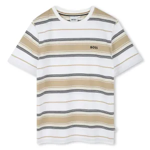 T-shirt à rayures beige pour garçons