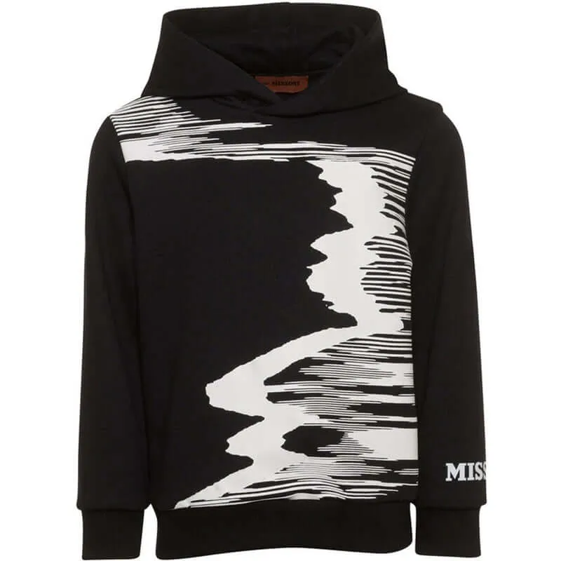 Sweat à capuche noir et blanc pour garçons
