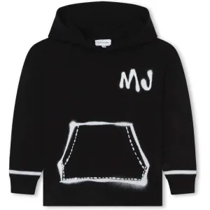 Pull à capuche noir et blanc avec effet spray pour garçons