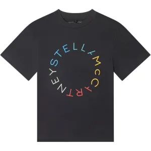 T-shirt pour garçons avec logo noir en cercle