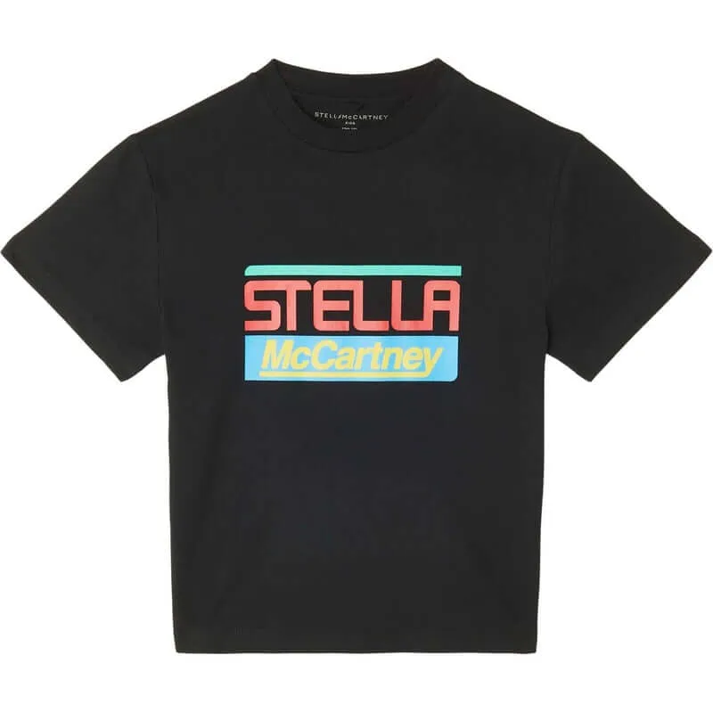 T-shirt en coton noir pour garçons avec logo