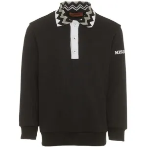 Pull en coton noir à col polo pour garçons