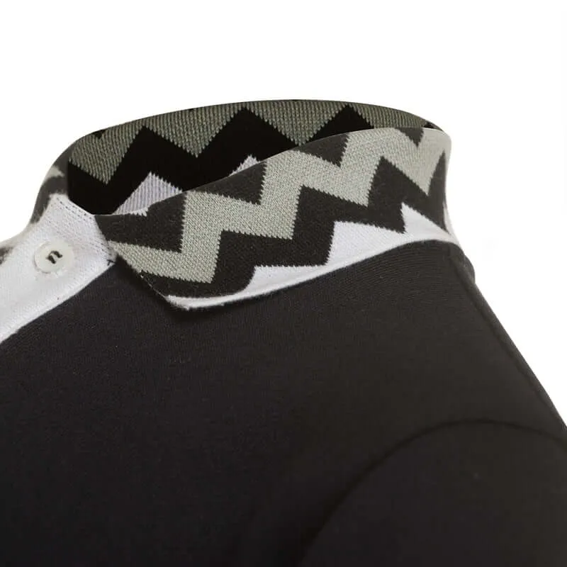 Pull en coton noir à col polo pour garçons