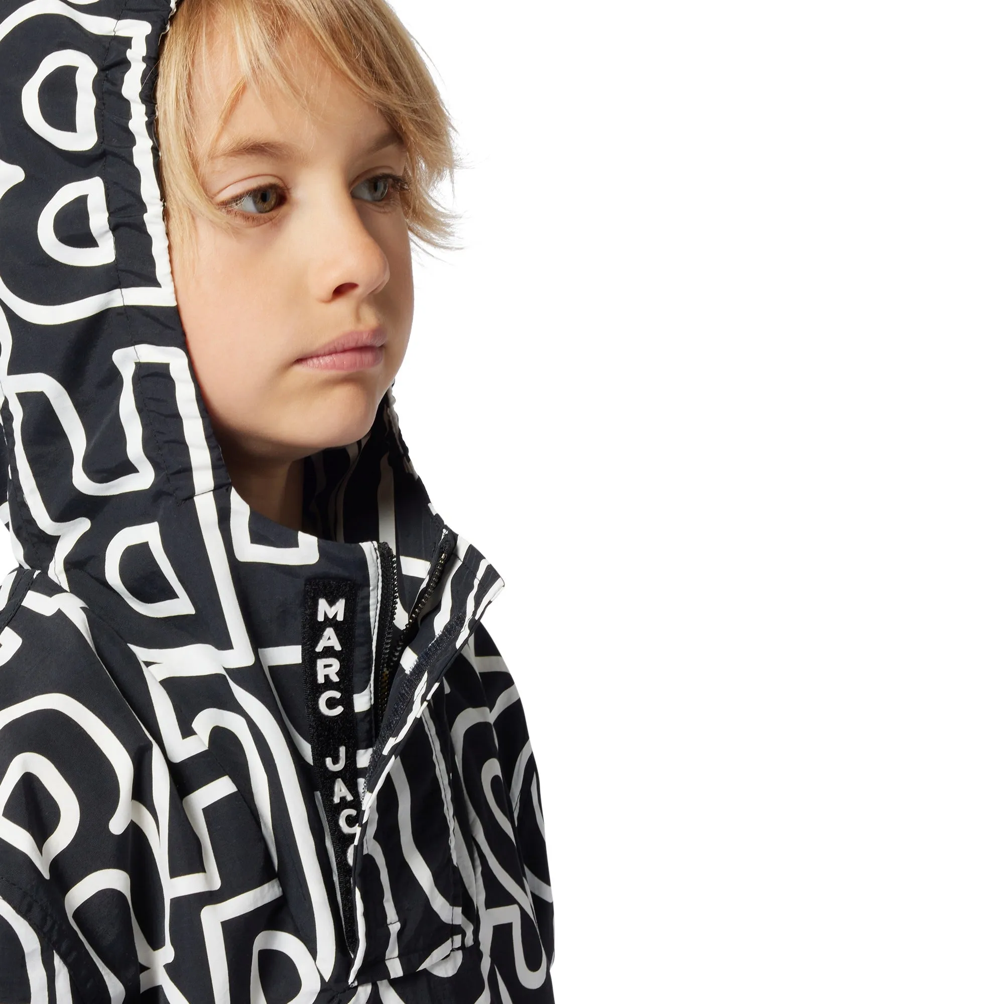 Veste coupe-vent à capuche avec logo pour garçons - Noir