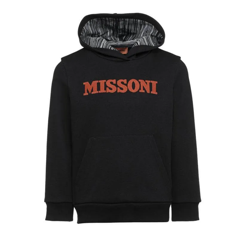 Pull à capuche noir avec logo pour garçons