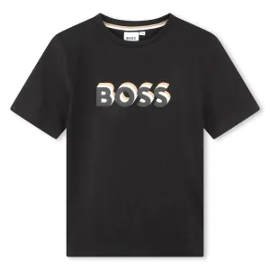 T-shirt pour garçons noir à logo imprimé mixte