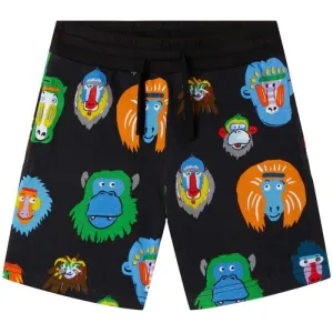 Short pour garçons imprimé singe noir