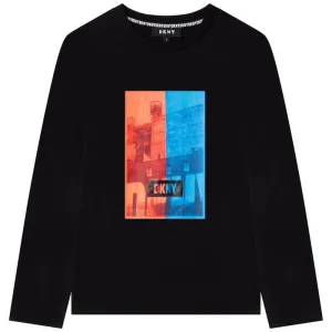 T-shirt à manches longues imprimé noir pour garçons