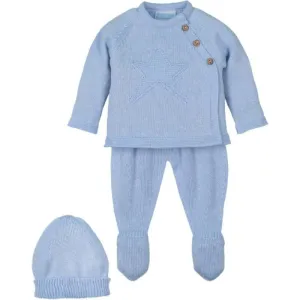 Ensemble 3 pièces bleu pour garçon avec chapeau