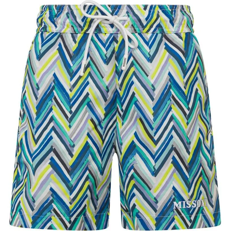 Short de bain pour garçons à zigzag bleu et jaune