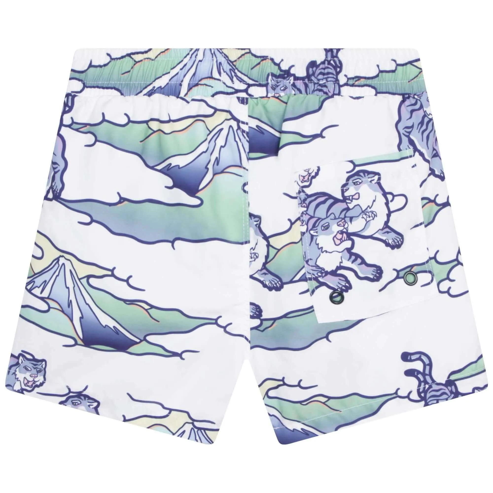 Short de bain pour garçons avec logo tigre bleu et blanc