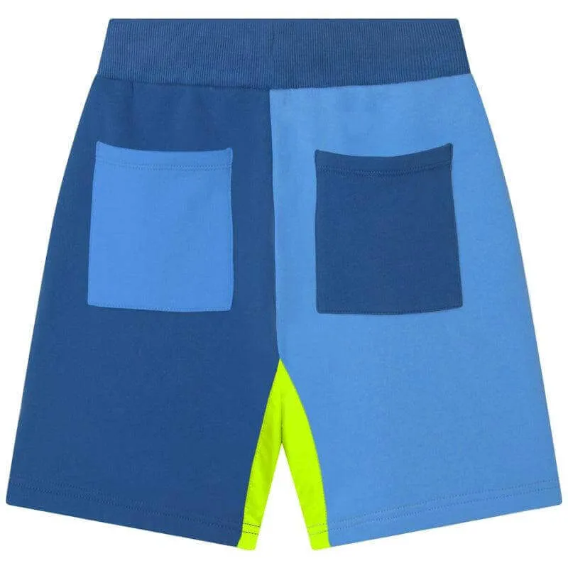 Short Garçon à Blocs de Couleur Bleu