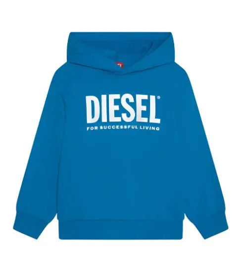 Pull à capuche en coton bleu pour garçons avec logo