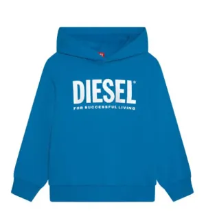 Pull à capuche en coton bleu pour garçons avec logo