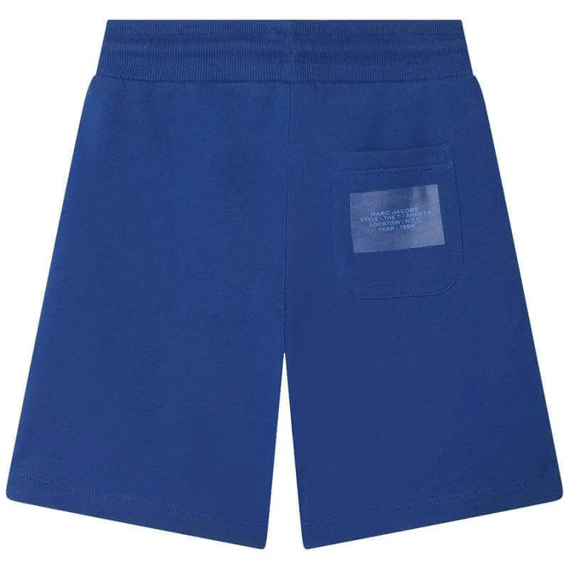 Short en coton bleu avec logo pour garçons