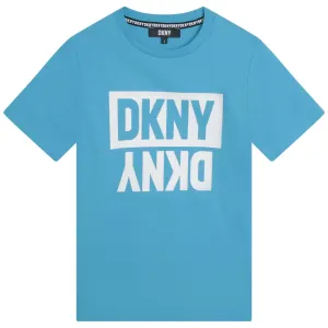 T-shirt en coton bleu pour garçons avec logo