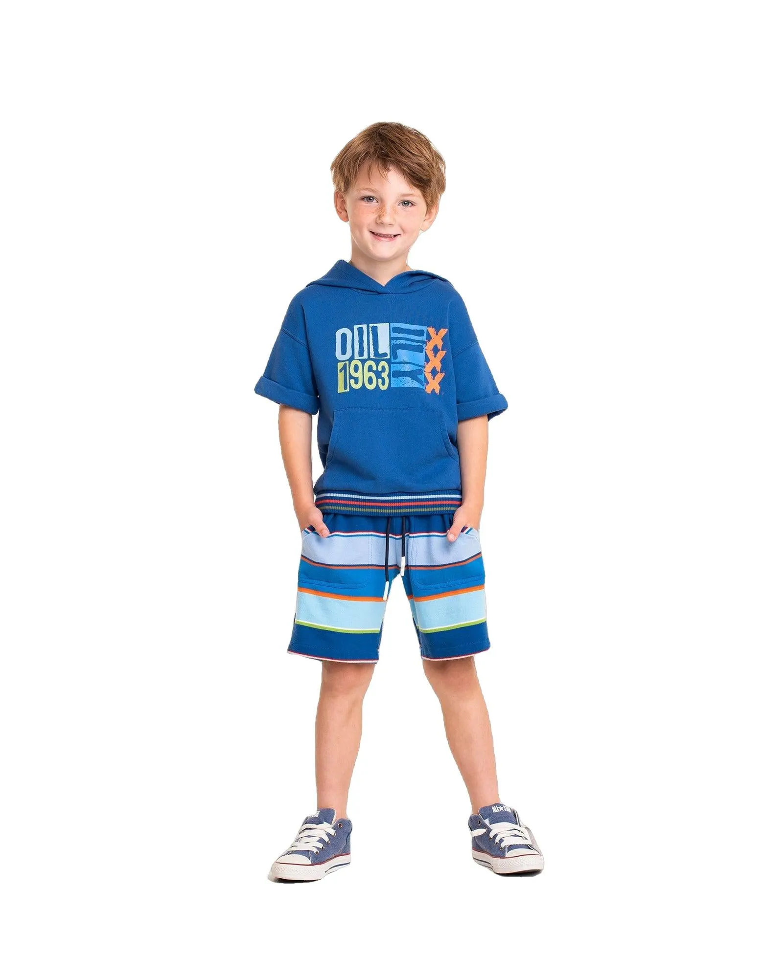 Pull à capuche bleu pour garçons