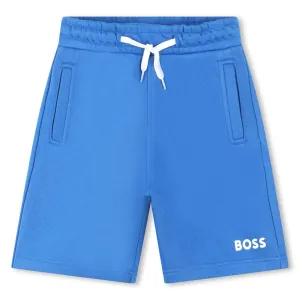 Short en polaire bleu avec logo pour garçons