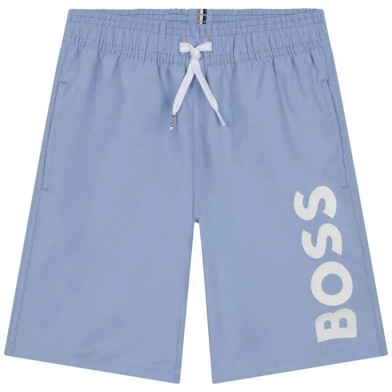 Short de bain bleu avec logo pour garçons