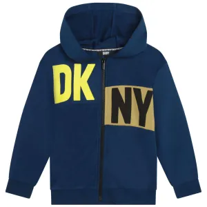 Pull à capuche zip bleu pour garçons avec logo