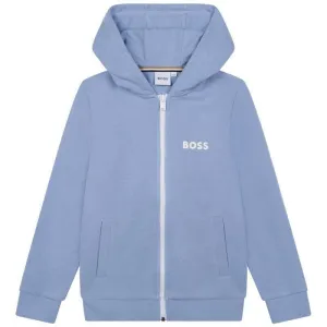 Pull à capuche zip bleu pour garçons avec logo