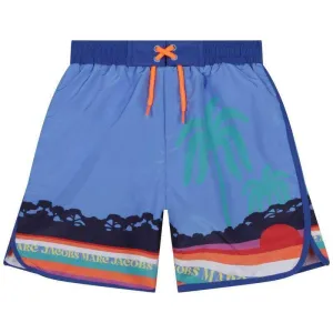 Short de bain imprimé palmier bleu pour garçons