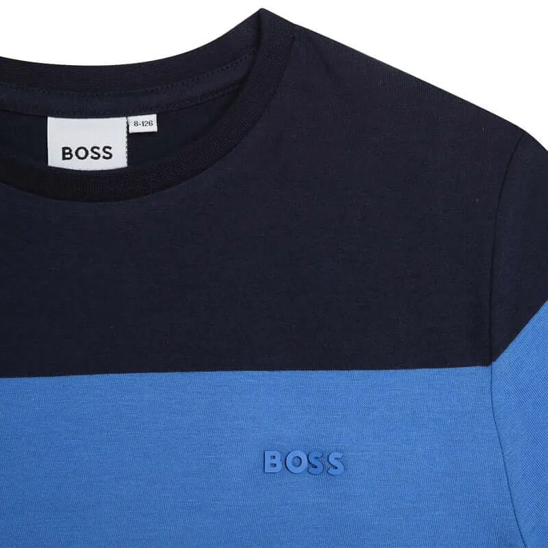 T-shirt en coton à manches courtes rayé bleu pour garçons