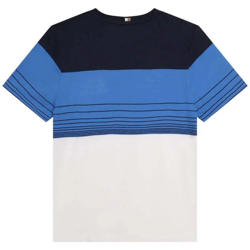 T-shirt en coton à manches courtes rayé bleu pour garçons