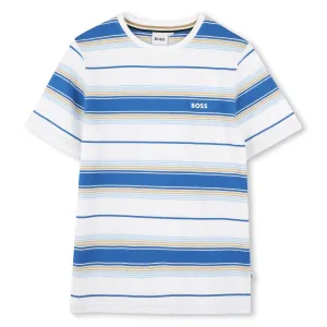 T-shirt court à rayures bleues pour garçons