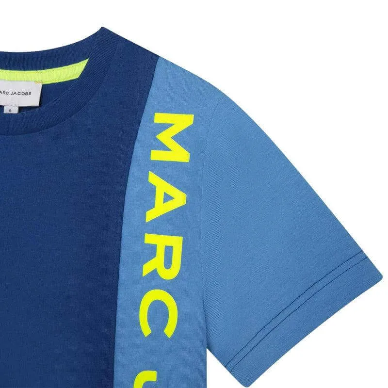T-shirt à logo vertical bleu pour garçons