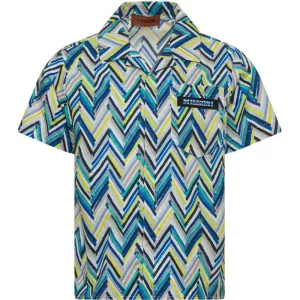 Chemise en coton bleu zigzag pour garçons