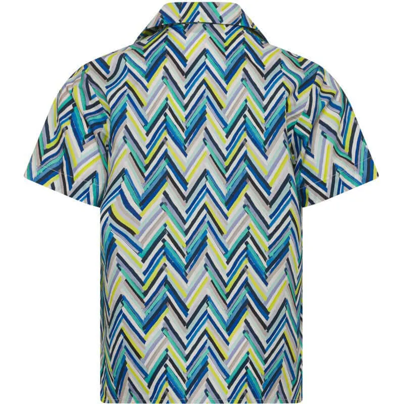 Chemise en coton bleu zigzag pour garçons
