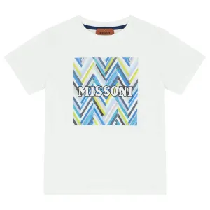 T-shirt pour garçons à motifs zigzag bleu