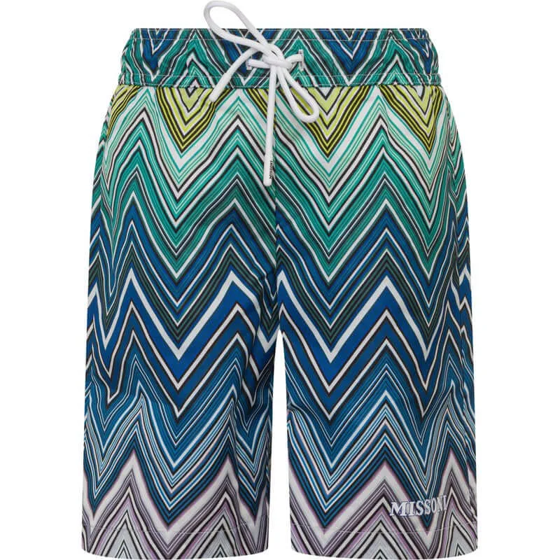 Short de bain bleu zigzag pour garçons