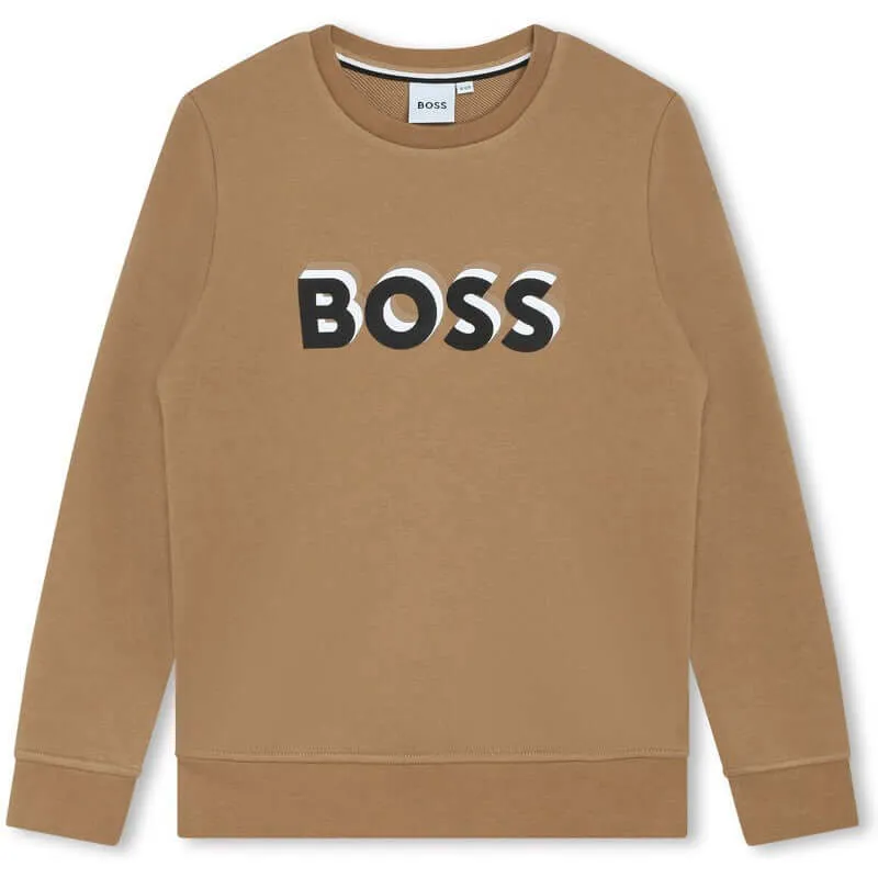 Sweat-shirt à logo marron pour garçons