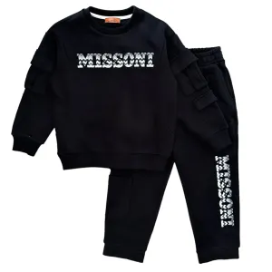Survêtement en polaire coton noir pour garçons