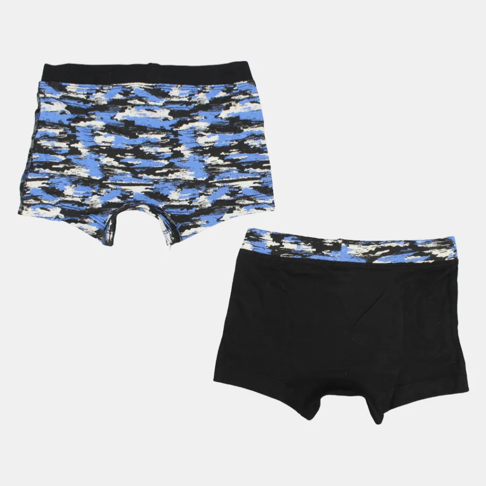 Boxers en Coton pour Garçons – Noir & Bleu (Lot de 2)