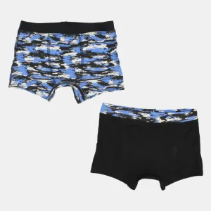 Boxers en Coton pour Garçons – Noir & Bleu (Lot de 2)